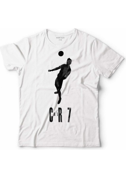 Cristiano Ronaldo Air Cr7 Typography Silüet Çocuk Tişört Beyaz