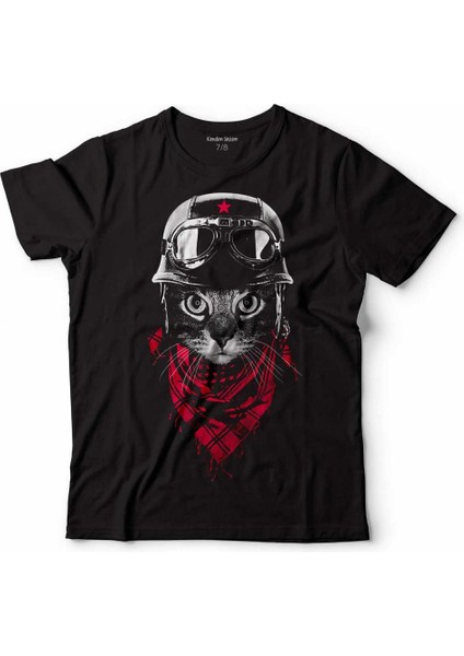 Adventurer Cat Kedi Smokin Çocuk Tişört Siyah