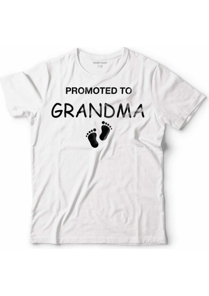Promoted To Grandma Büyük Anne Oldum Yeni Doğan Çocuk Tişört Beyaz