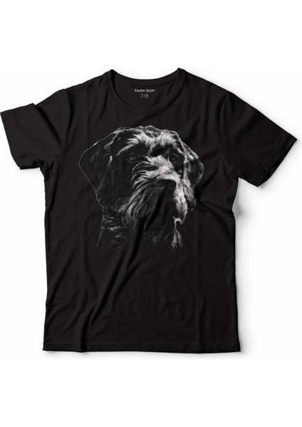 Setter Drahthaar Av Avcı Köpeği Köpek Kafa Çocuk Tişört Siyah