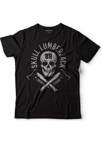 Lumberjack Balta Kuru Kafa Balta Skeleton Çocuk Tişört Siyah