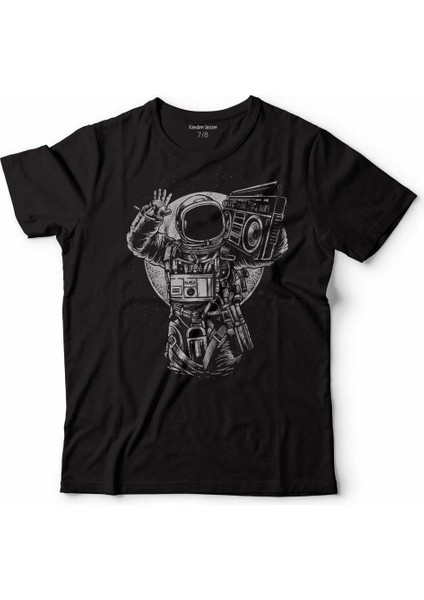 Astronot Hip Hop Nasa Müzik Cosmos Teyp Çocuk Tişört Siyah
