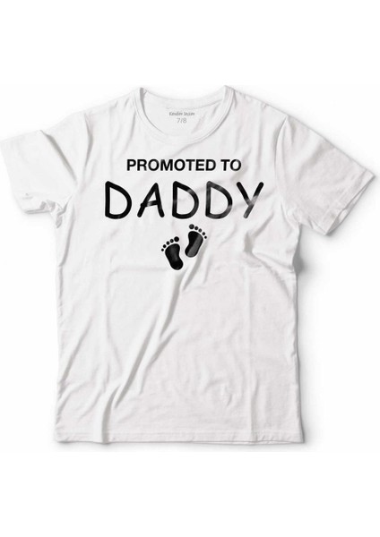 Promoted To Daddy Baba Oldum Yeni Doğan Çocuk Tişört Beyaz