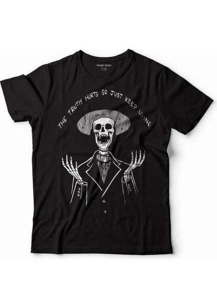 The Truth Hurts Skull Skeleton Kuru Kafa Suit Çocuk Tişört Siyah