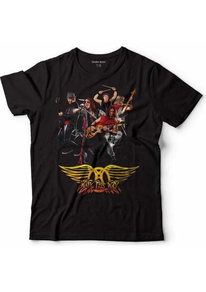 Aerosmıth Walk Thıs Way Steven Tyler Black On Black Çocuk Tişört Siyah