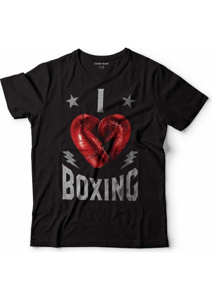 I Love Boxıng Boks Ring Muhammed Alı Çocuk Tişört Siyah