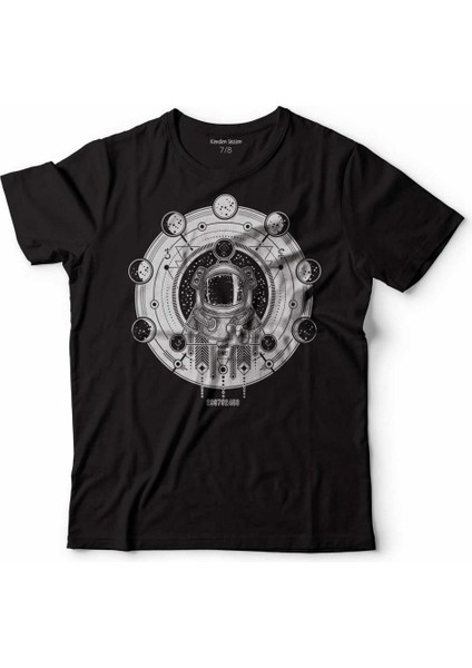 Astronot Gezegenler Cosmos Evren E=mc2 Çocuk Tişört Siyah