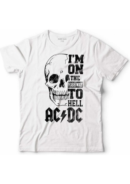 Ac Dc Skull Kuru Kafa I Am On The Hıghway To Hell Çocuk Tişört Beyaz