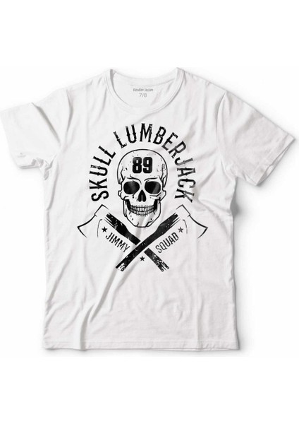 Lumberjack Balta Kuru Kafa Balta Skeleton Çocuk Tişört Beyaz