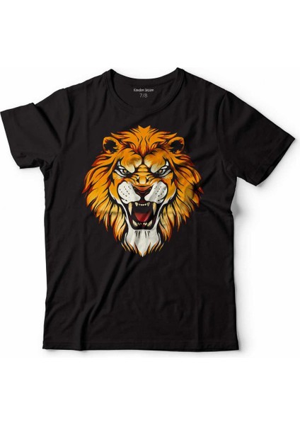 Kükreyen Aslan Kafası Head Lıon Arslan Çocuk Tişört Siyah