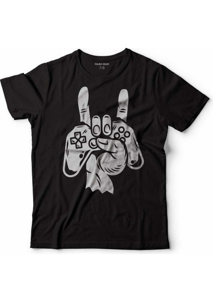 Game Rock Işareti Playstatıon Oyun Konsol Çocuk Tişört Siyah