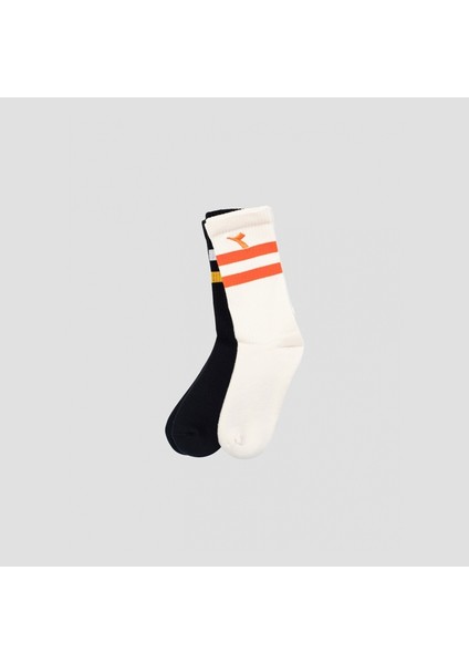 2 Pack Striped Crew Socks W Krem Renk Siyah Kadın 2li Çorap - D202014-976