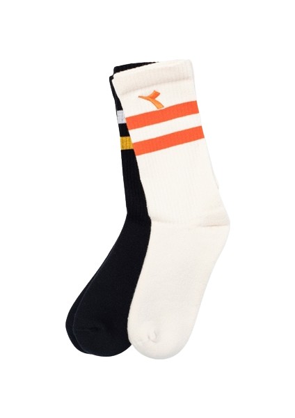 2 Pack Striped Crew Socks W Krem Renk Siyah Kadın 2li Çorap - D202014-976