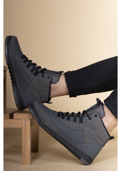 Gri Siyah Erkek Sneaker Bot Düz Taban Ortopedik İç Taban fiyatları