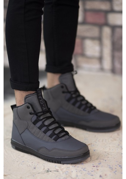 Gri Siyah Erkek Sneaker Bot Düz Taban Ortopedik İç Taban modelleri