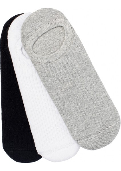 3 Pack No Show Socks M Siyah Beyaz Gri Erkek 3lü Çorap - D202534-975 fırsatları