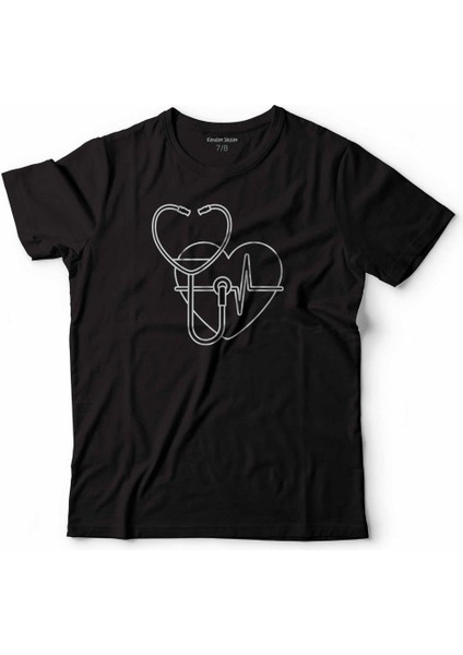 Kalp Doktoru Damar Cerrahisi Kardiyoloji Çocuk Tişört Siyah