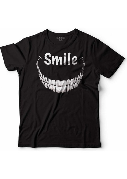 Diş Kuru Kafa Skull Smıle Skeleton Çocuk Tişört Siyah