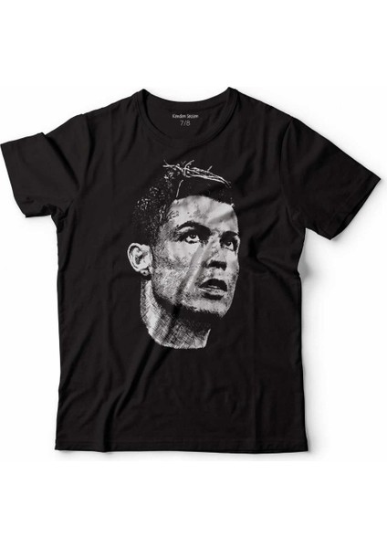 Crıstıano Ronaldo Air Cr7 Typography Silüet Çocuk Tişört Siyah