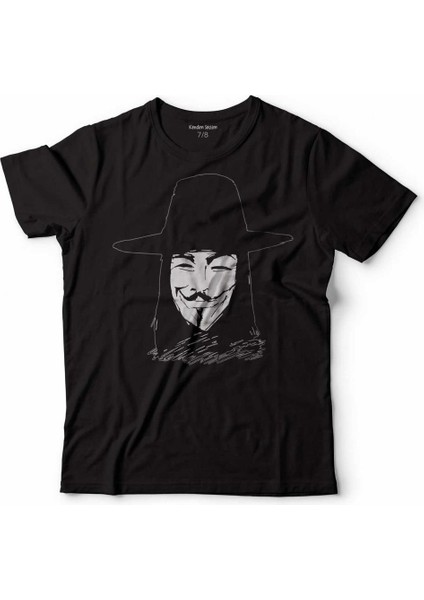 V For Vendette Mask Vandetta Çocuk Tişört Siyah
