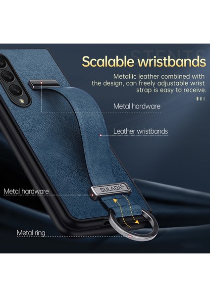 Samsung Galaxy Z Fold4 Siyah Için Pc+Deri Doku Kılıfı (Yurt Dışından) fırsatları