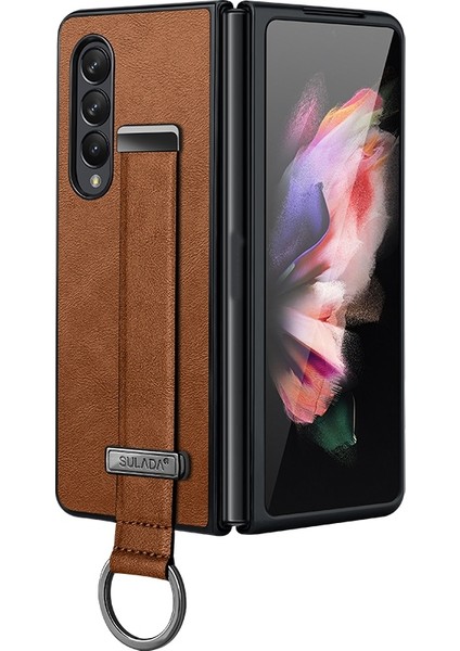 Samsung Galaxy Z Fold4 Siyah Için Pc+Deri Doku Kılıfı (Yurt Dışından)