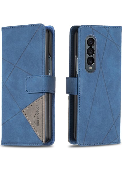 Samsung Galaxy Z Fold4 Siyah Için Toka Rhombus Doku Pu Kılıfı (Yurt Dışından)