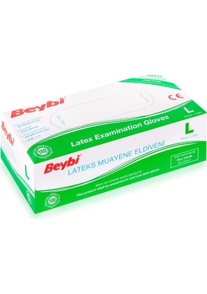 Pudralı Lateks Eldiven (L BEDEN)100'LÜ Paket