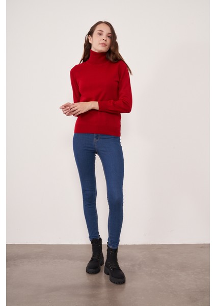 Çetinkaya Miyamira Kadın Balıkçı Yaka Kırmızı Triko modelleri