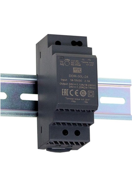 Mean Well  DDR-30G-12 Dc-Dc Ultra Slim Industrial Dın Rail Converter; Input 9-36VDC; Single Output 12VDC At 2.5A