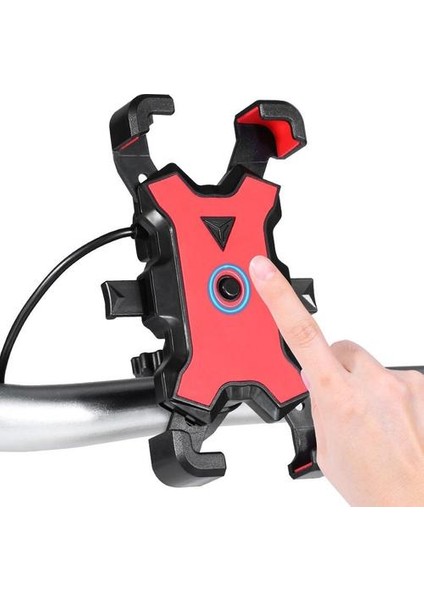 Bisiklet Telefon Tutucu Motosiklet USB Şarj Dağı Standı Bisiklet Gidon Ayna Cep Telefonu Klip Şarj Braketi Kelepçe Desteği (Yurt Dışından)