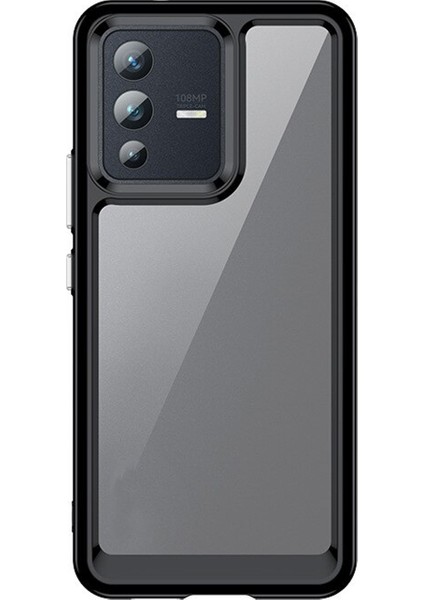 Vivo V23 5g Shield Serisi Darbeye Dayanıklı Yarı Esnek Plastik Tpu Kılıf - Siyah
