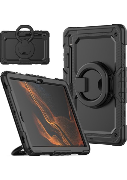 Samsung Galaxy Tab S8 / S7 Bilezik Tutucu Silikon Pc Tablet Kılıfı (Koyu Mavi) (Yurt Dışından)