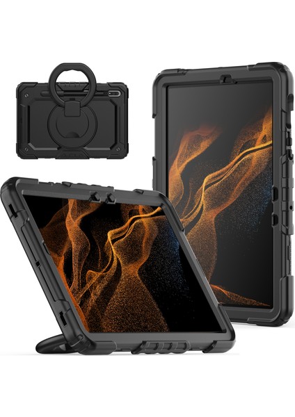 Samsung Galaxy Tab S8 / S7 Bilezik Tutucu Silikon Pc Tablet Kılıfı (Koyu Mavi) (Yurt Dışından)