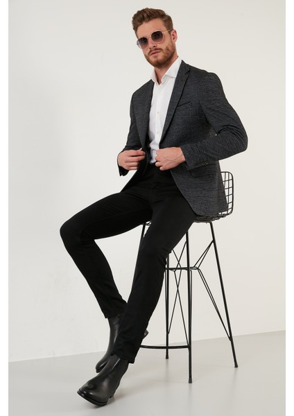 Pamuklu Slim Fit Tek Yırtmaçlı Düğmeli Blazer Ceket Erkek Ceket 2163738