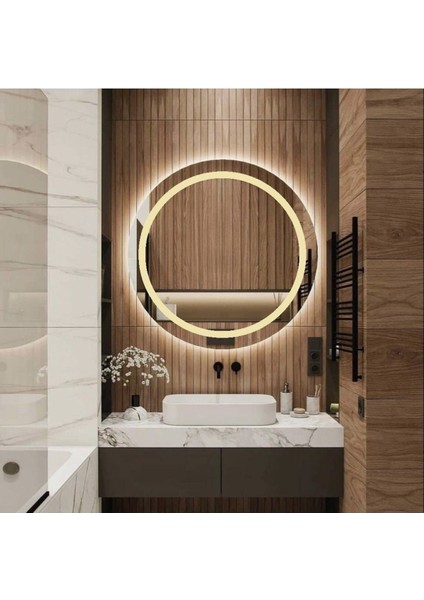 85 cm Günışığı Ledli Kumlamalı Yuvarlak Banyo Aynası Tuvalet Aynası fiyatları