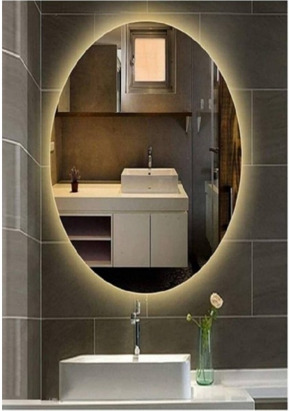50 x Dnr-Mirror 70 cm Günışığı Ledli Elips Banyo Aynası Tuvalet Aynası
