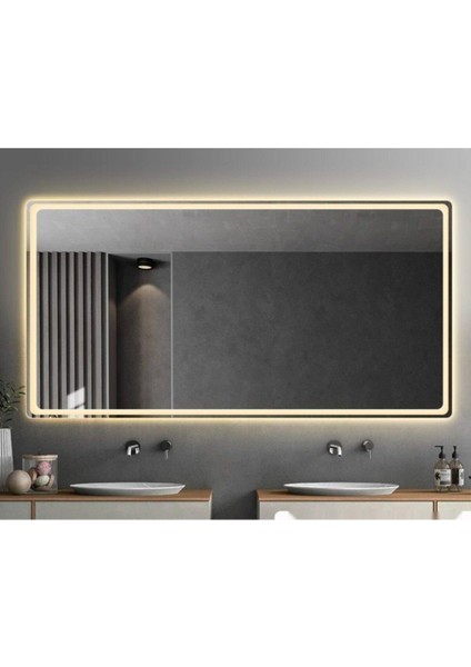 65 x 90 cm Günışığı Ledli Kumlamalı Dikdörtgen Banyo Aynası Tuvalet Aynası fiyatları