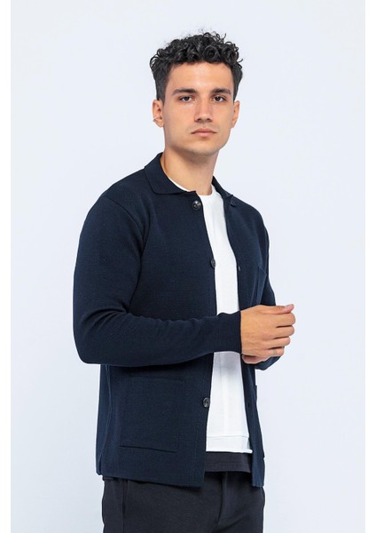 Çift Cepli Düğmeli Erkek Triko Hırka modelleri