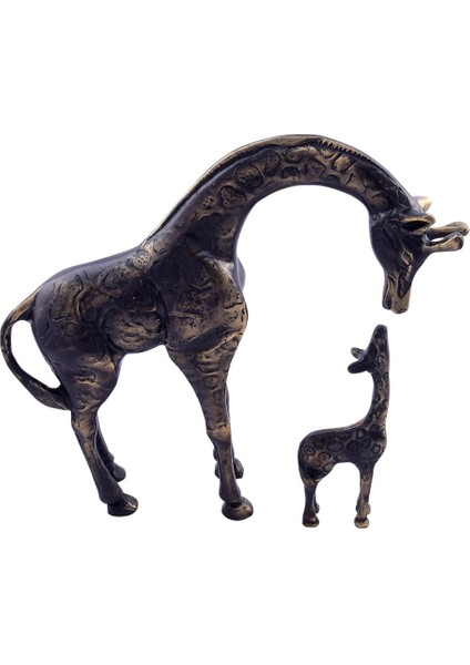 Dekoratif Zürafa Biblo 2'li Set Bronz