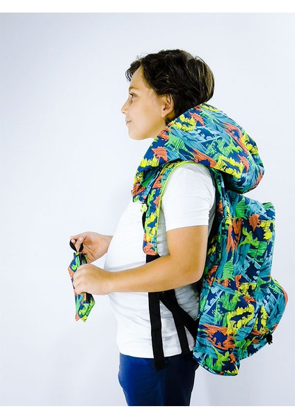 Back To School Stroke Dino Çıkabilir Kapüşonlu Sırt Çantası