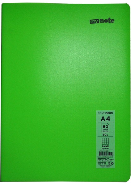 Mynote Text Neon Defter A4 80 Yp Kareli - Yeşil