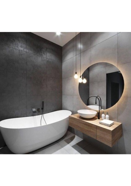 75 Cm Günışığı Ledli Yuvarlak Banyo Aynası Tuvalet Aynası