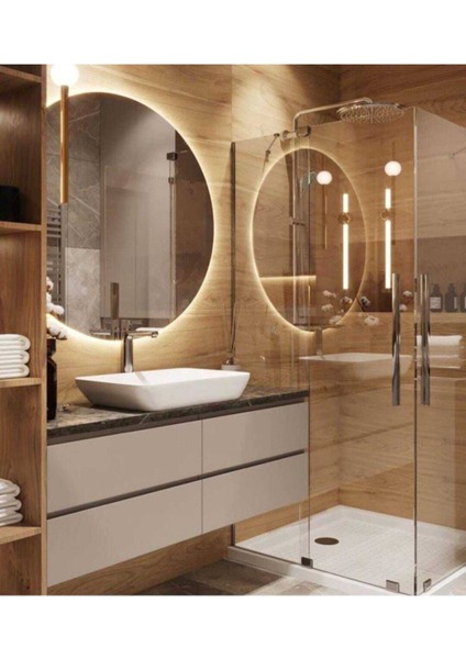 50 Cm Günışığı Ledli Yuvarlak Banyo Aynası Tuvalet Aynası