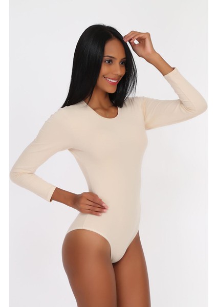 2107 Bayan Uzun Kollu Çıtçıtlı Kancalı Body