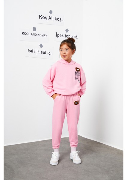 Kabartma Ayıcık Nakışlı Kinda Eşofman Takım