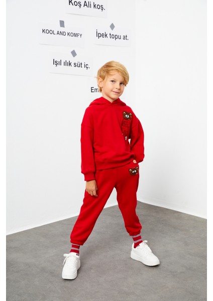 Kabartma Ayıcık Nakışlı Kinda Eşofman Takım