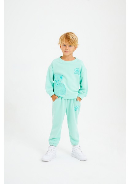 Kabartma Ayıcık Nakışlı Kuddly Eşofman Takım