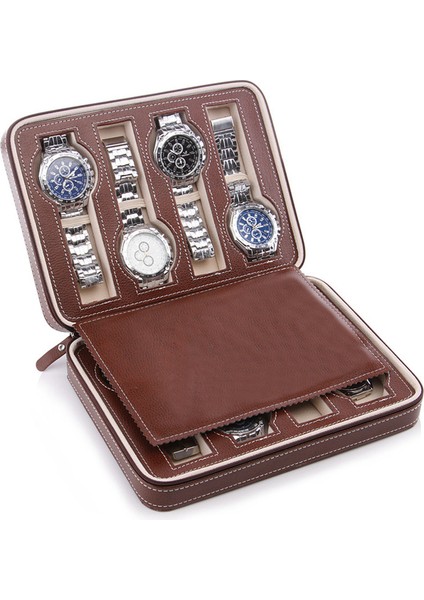 8 Bölmeli Saat Organizer Kutusu - Kahverengi (Yurt Dışından)