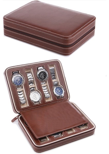 8 Bölmeli Saat Organizer Kutusu - Kahverengi (Yurt Dışından) fiyatları